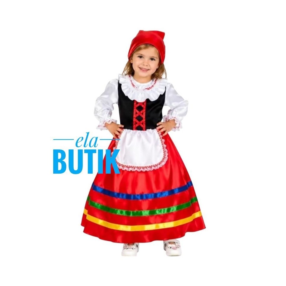 kostum Italy anak perempuan-kostum internasional Italia-kostum Halloween anak italy