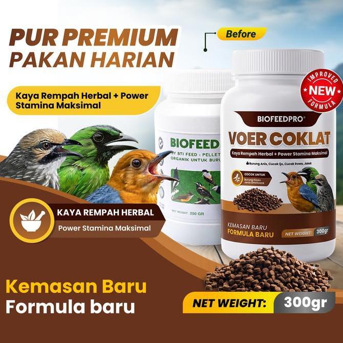 VOER COKLAT 300gr Pur Harian Burung Kicau Biofeedpro Untuk Jalak - Cendet - Kacer - Anis Merah - Ani