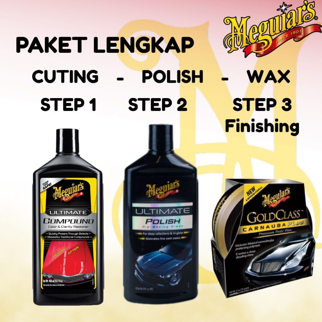 Meguiars Paket Lengkap Ultimate - Compound + Polish + Wax | Perawatan Mobil Profesional | Compound P