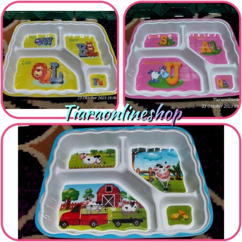 Recommended Piring Melamin Sekat 4 Carakter/Piring Makan Sekat Anak Lucu Food Grade Sni