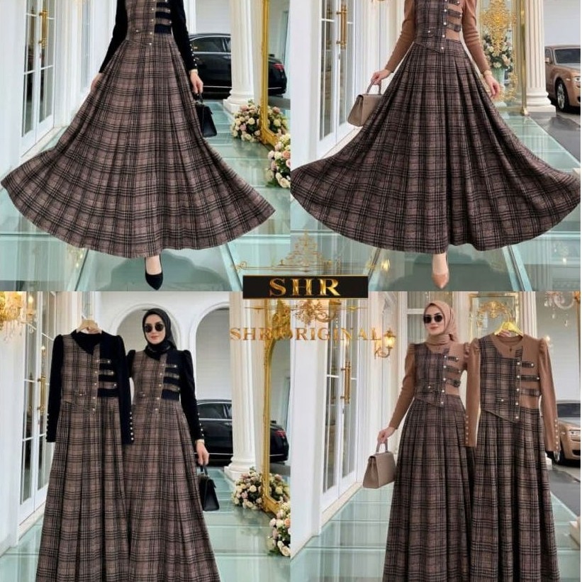GAMIS BURBERRY BY SHR ORI//MAXI DRESS KOTAK SHR ORI TERBARU KEKINIAN