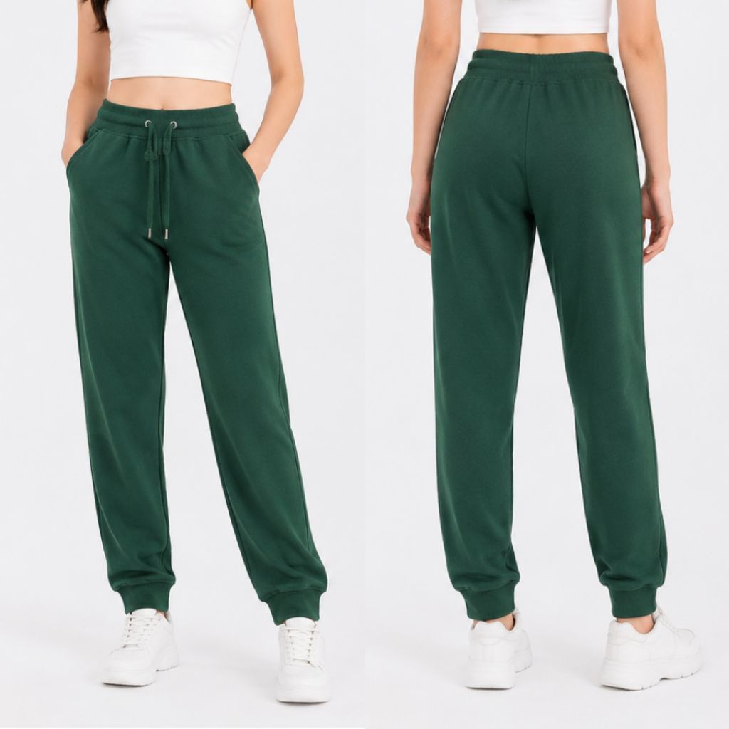 BERSHKA CELANA JOGER SWEATPANTS GREEN BARU ORIGINAL ASLI