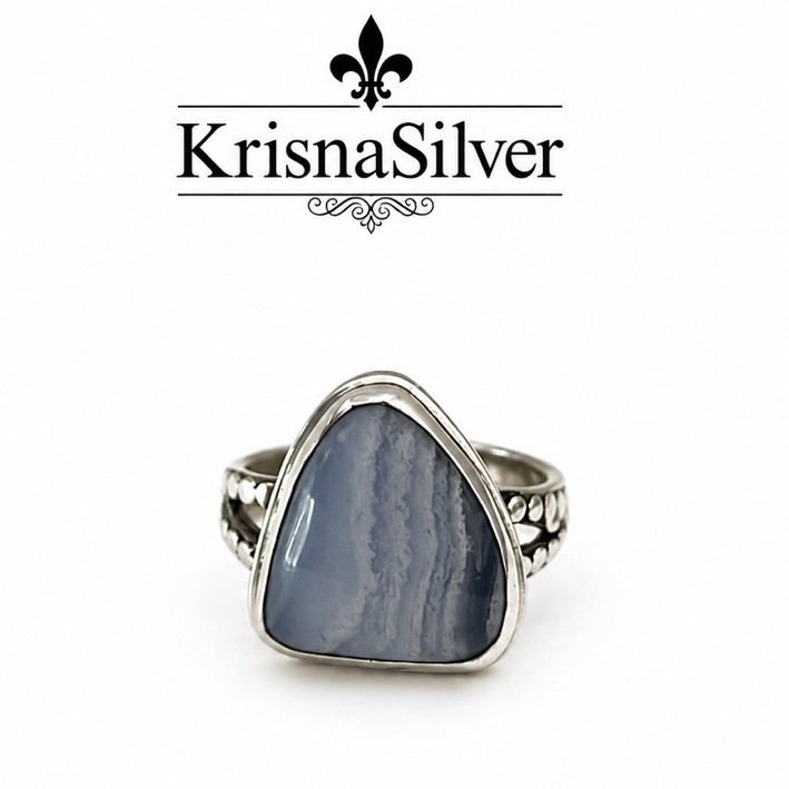 Cincin Perak Silver Bali 925 Rings Polos Batu Permata Bluelace Pria Wanita Perempuan Costum