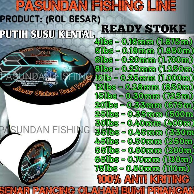 Primafish- Pasundan Fishing Line Putih Susu (Rol Besar) Benang Tali Senar Pancing Kriting Mudah Teng