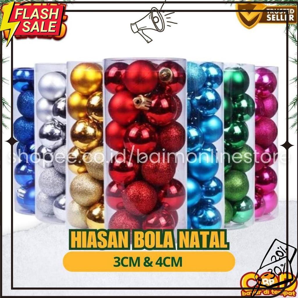 Set Aksesoris Pohon Natal Mini | Bola, Drum, Lonceng, Kotak Kado & Biji Pinus Termurah