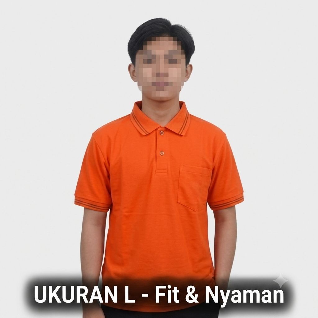 Kaos Polo Pria Warna Oranye Orange Polo Shirt Polos Bahan Lacoste Kerah Premium dengan Saku Kantong 