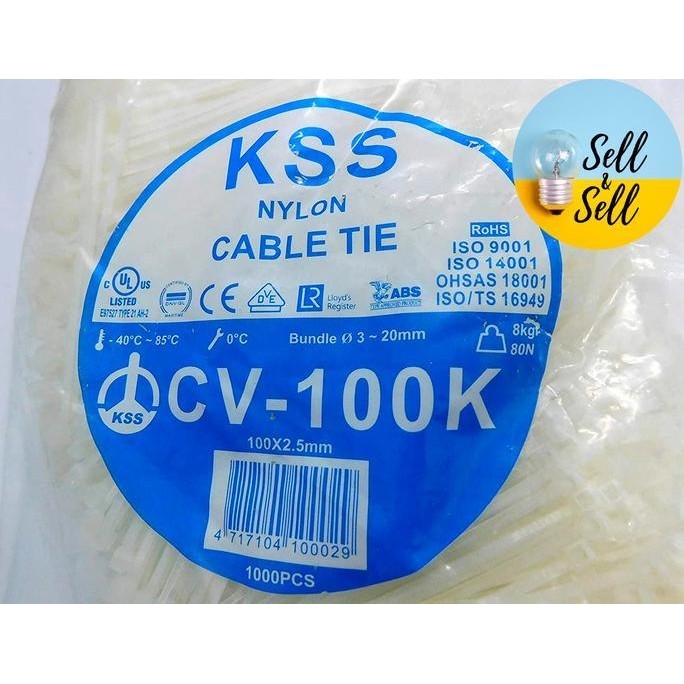 HARGA GROSIR - Cable Ties KSS CV-100 /Kabel Ties KSS CV100 (Hitam/Putih) isi 1000 Pcs