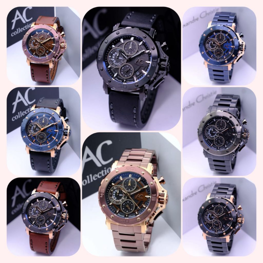 Alexandre Christie Collection Ac 9205 / Ac9205 Rantai / kulit   Jam Tangan Pria Original