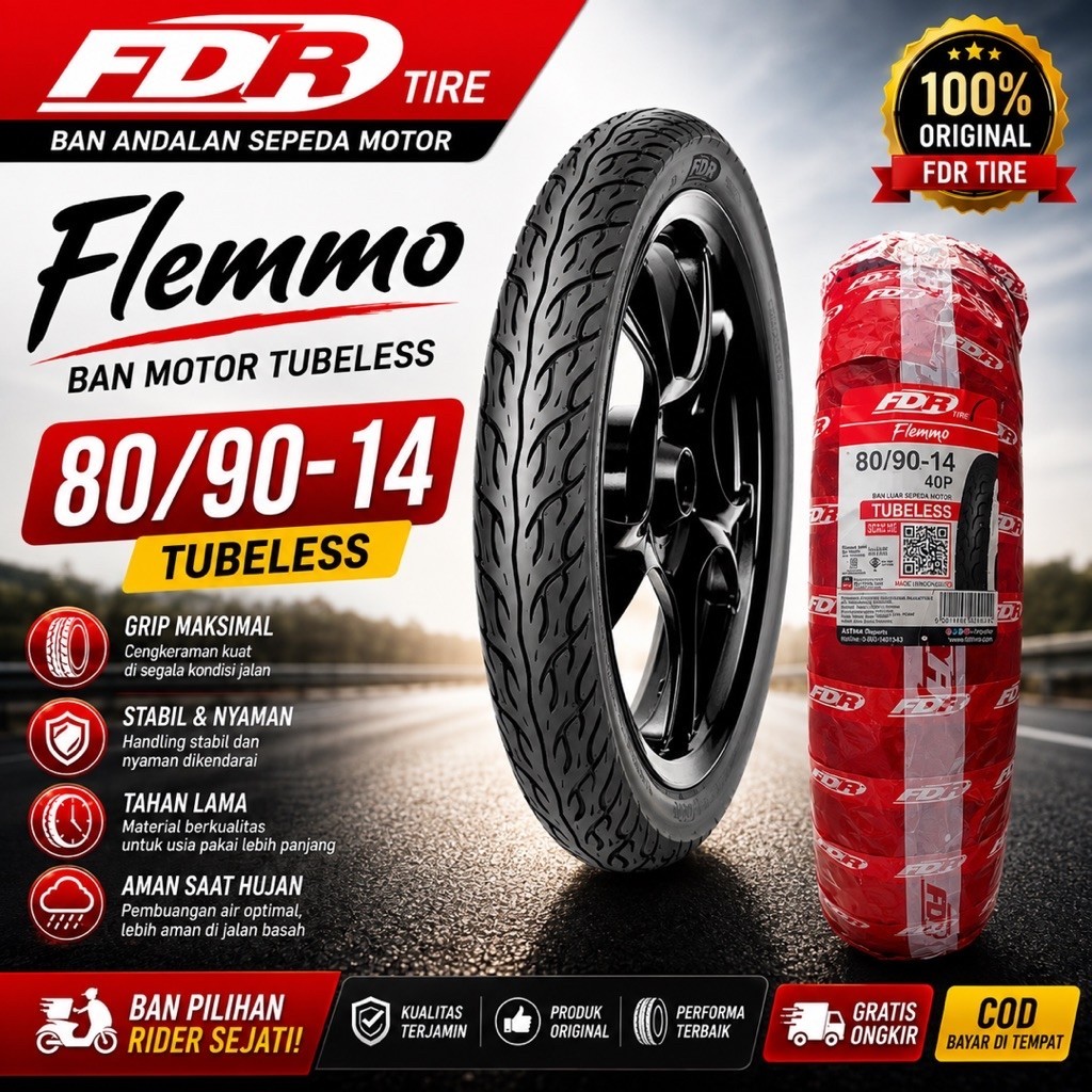 Ban Motor Matic FDR Flemmo 90/90, 80/90 ring 14 Tubeless
