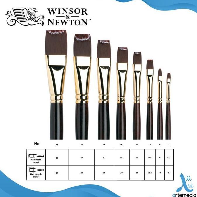 Winsor & Newton Galeria  Brush Short Flat Bright Synthetic Long Handle