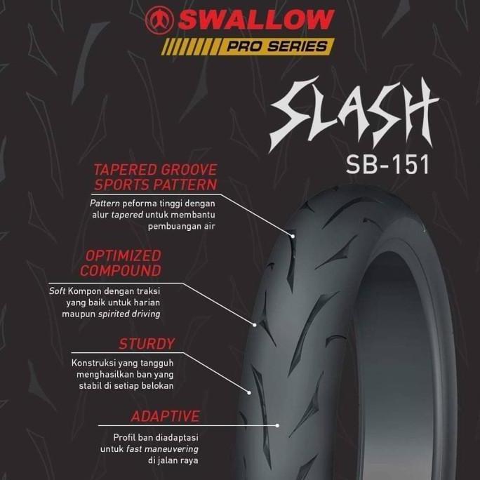 Uzmanibintang - Ban Soft Compound Ring 14 Swallow Slash Ban Motor Standar Matic Harian