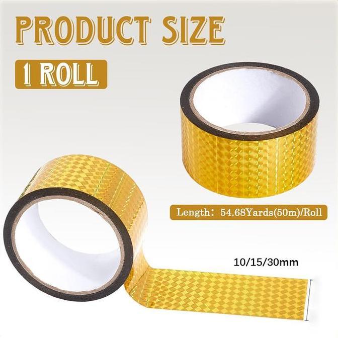 HERBONE 50M Tape Emas Gulungan Sticker Gold Selotip Masking Gold Washi Tape Untuk Diy Scrapbooking D