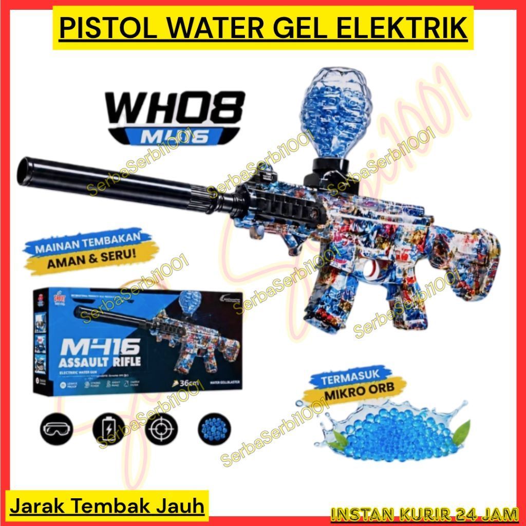 MAINAN PISTOL WATER GEL ELEKTRIK / MAINAN WATERGEL M416 / MAINAN TEMBAKAN WATER GEL