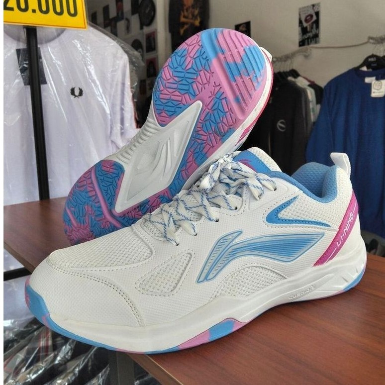 New Special Color Sepatu Badminton Lining Aero Speed Junior AYTU029 White / Light Blue
