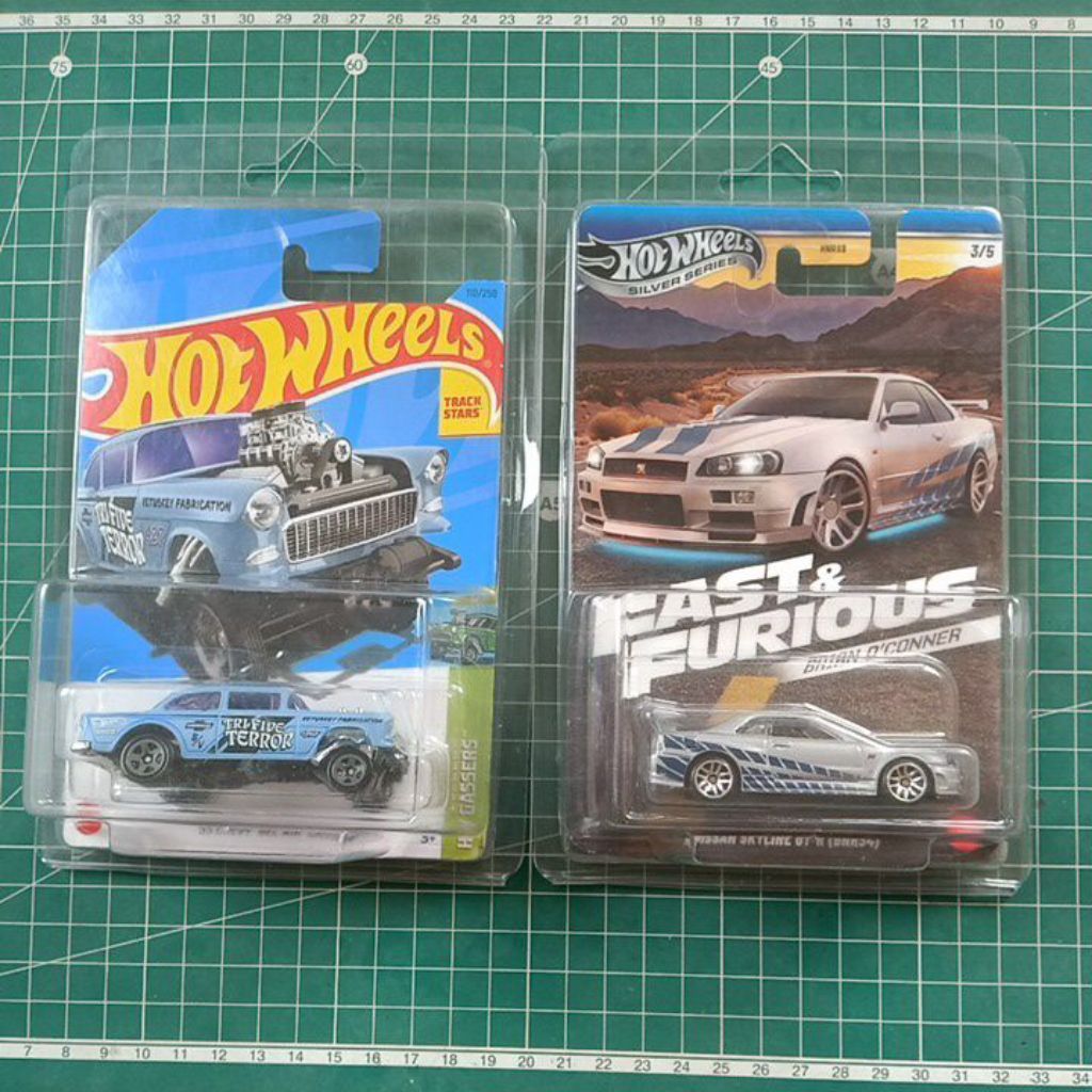 PROMO SALE 2 PCS HOT WHEELS HOTWHEELS CHEVY GASSER BEL AIR TRI FIVE TERROR BIRU 2023 + NISSAN SKYLIN