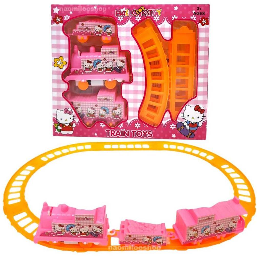 mainan kereta api hellokitty/ train set hellokity MAINAN KERETA ANAK, 2pcs baterai AA