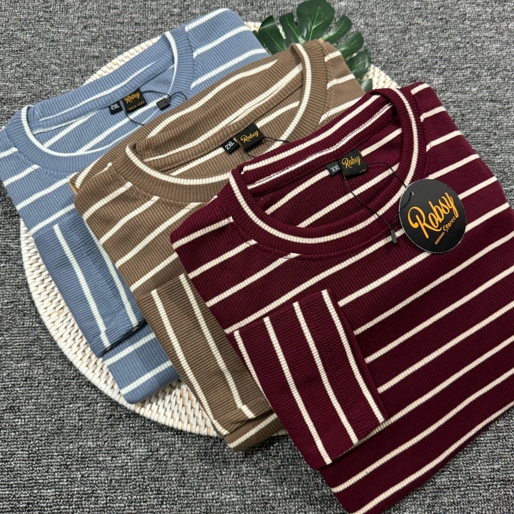 Kaos Salur Jumbo Lengan Panjang / Kaos Stripe Jumbo