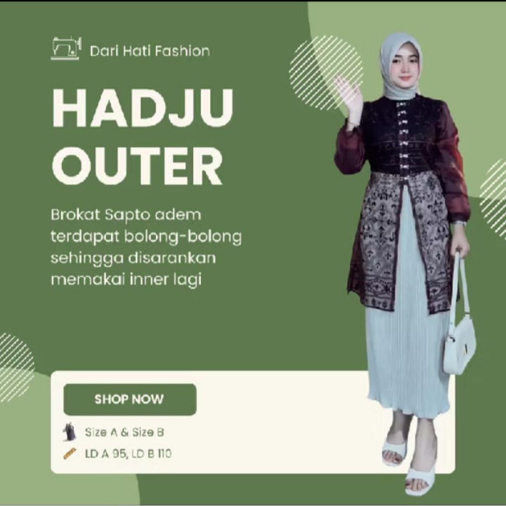 outer tunik hadju mix organza Payet kancing