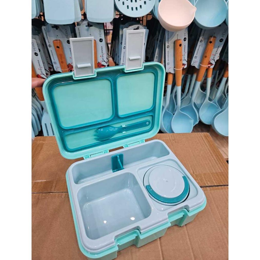 [ZAV] Pero Bento Lunch Box Plastik 3 Kompartemen Dengan Ice Pack