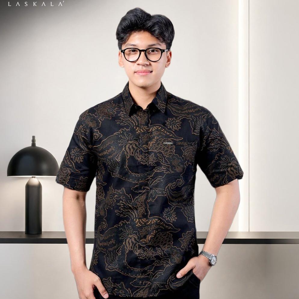 ORIGINAL LASKALA BATIK PREMIUM GUNTUR KEMEJA BATIK PRIA SLIMFIT LENGAN PENDEK