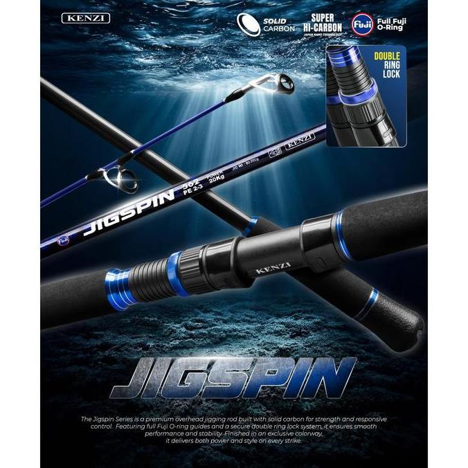 TERBARU - KENZI JIGSPIN 562 Spinning Joran Jigging Rod Full Fuji Guides Power 35Kg Midnight Sapphire