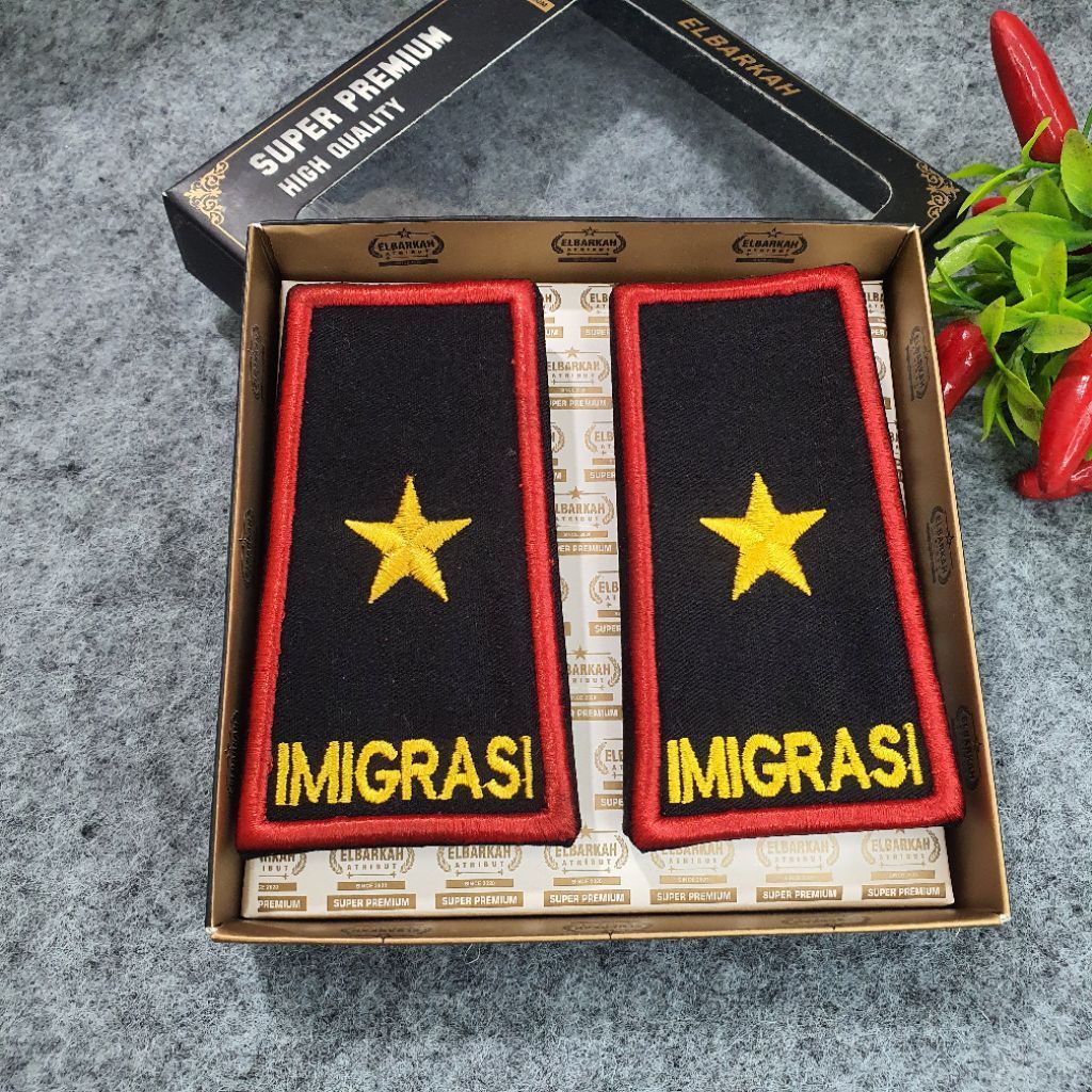Pangkat Pdh Imigrasi 4C Lis Merah Terbaru Super Premium High Quality Atribut Imipas Pas Imigrasi Kem
