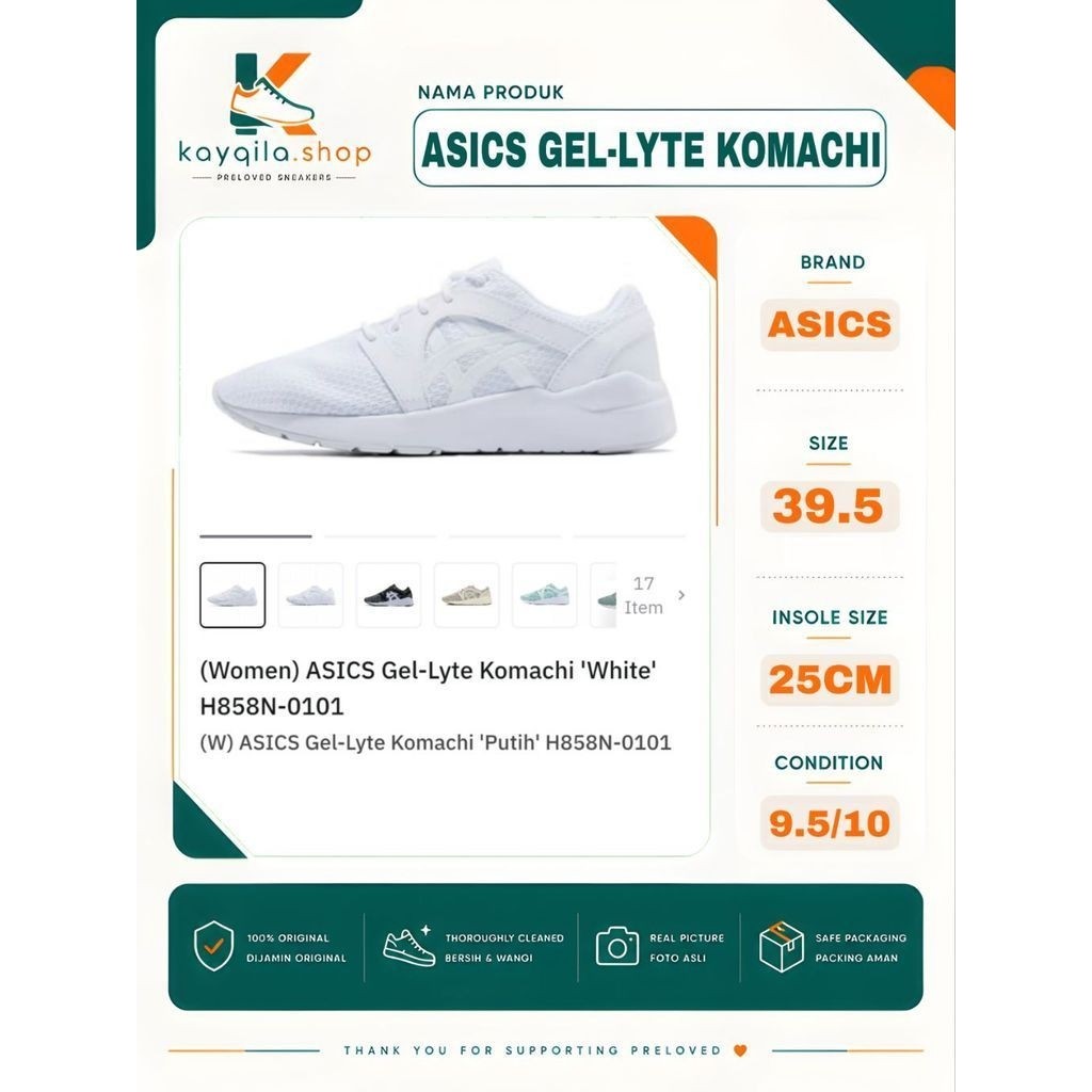 Sepatu Asics Gel Lyte Komachi Size 39 Preloved Second Original