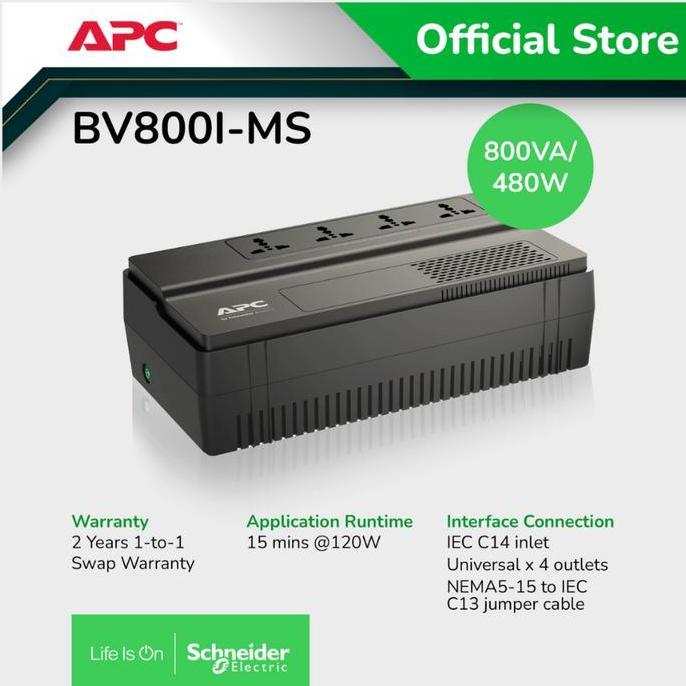 APC UPS Easy UPS BV 800VA 450W BV800I-MS