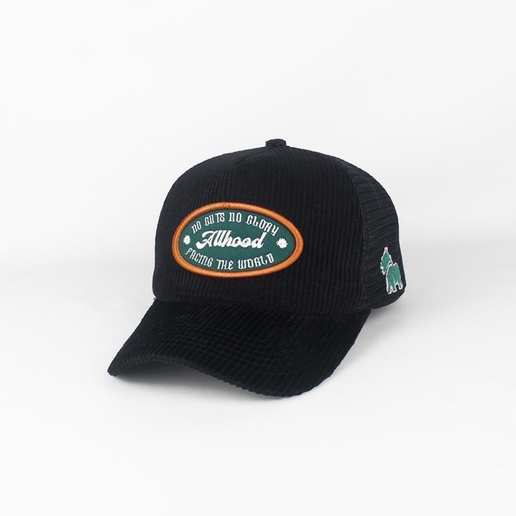 SUPER DEAL Topi Trucker Allhood Corduroy Hitam No Guts No Glory