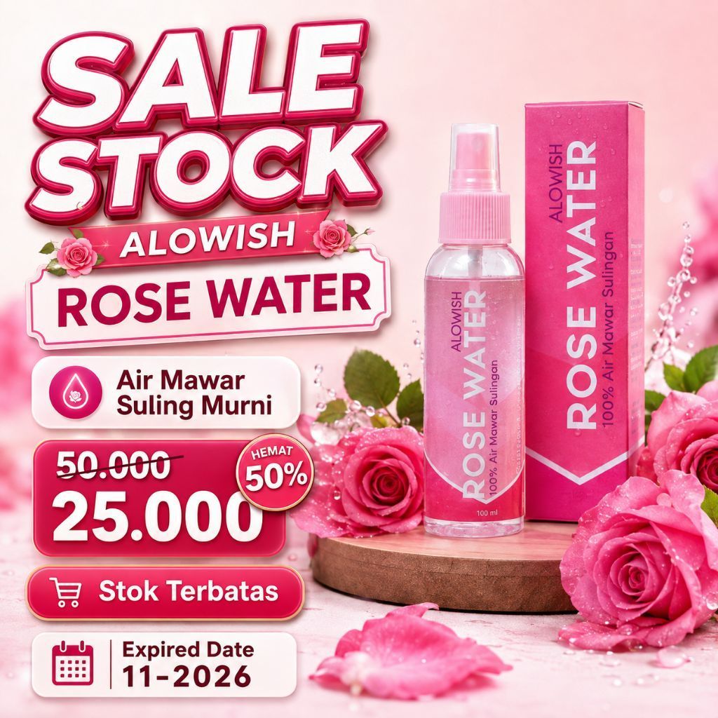 ALOWISH ROSE WATER | Air Mawar Suling Alowish | Air Mawar Suling | Air mawar glowing | Air mawar spr