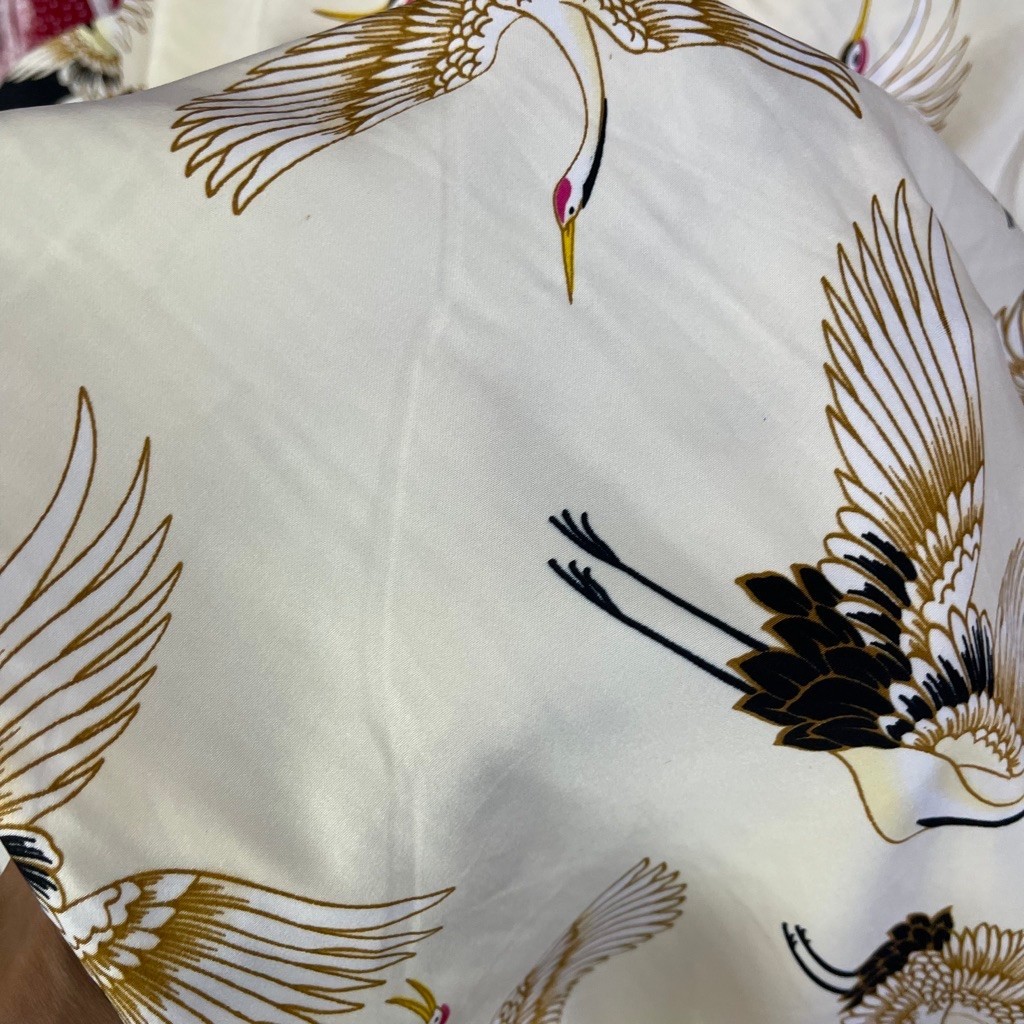 kain maxmara luxury silk motif flaminggu premium - kain maxmara silk original - kain satin maxmara