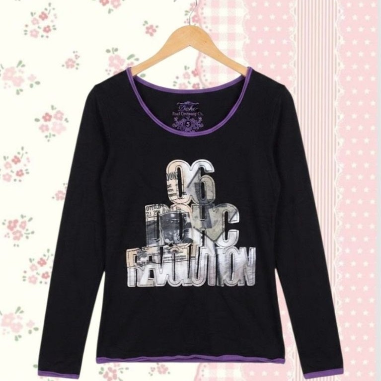 Y2k Longsleeve Artwork Graphic Black T-shirt Dohc Revolution Streetwear Style