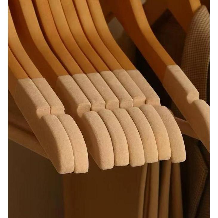 Onewash- Gantungan Baju Kayu Velvet (Harga Satuan) Desa Wood Hanger Butik Bludru Grosir