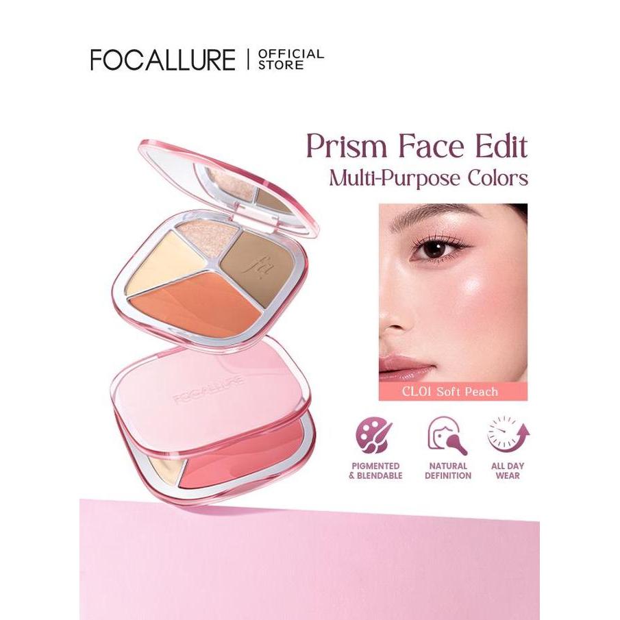Promo Focallure Prism Multi Glow Palette Highlighter & Contour & Blush Multi-Use