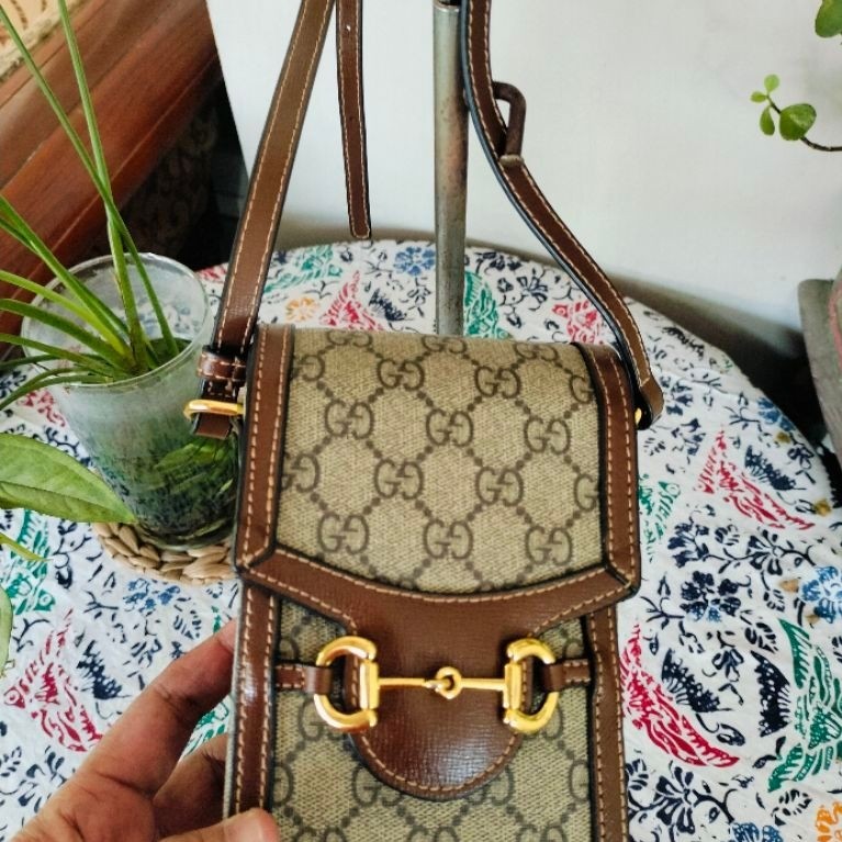 Gucci Horsebit 1955 Mini Bag Beige Ebony Trim