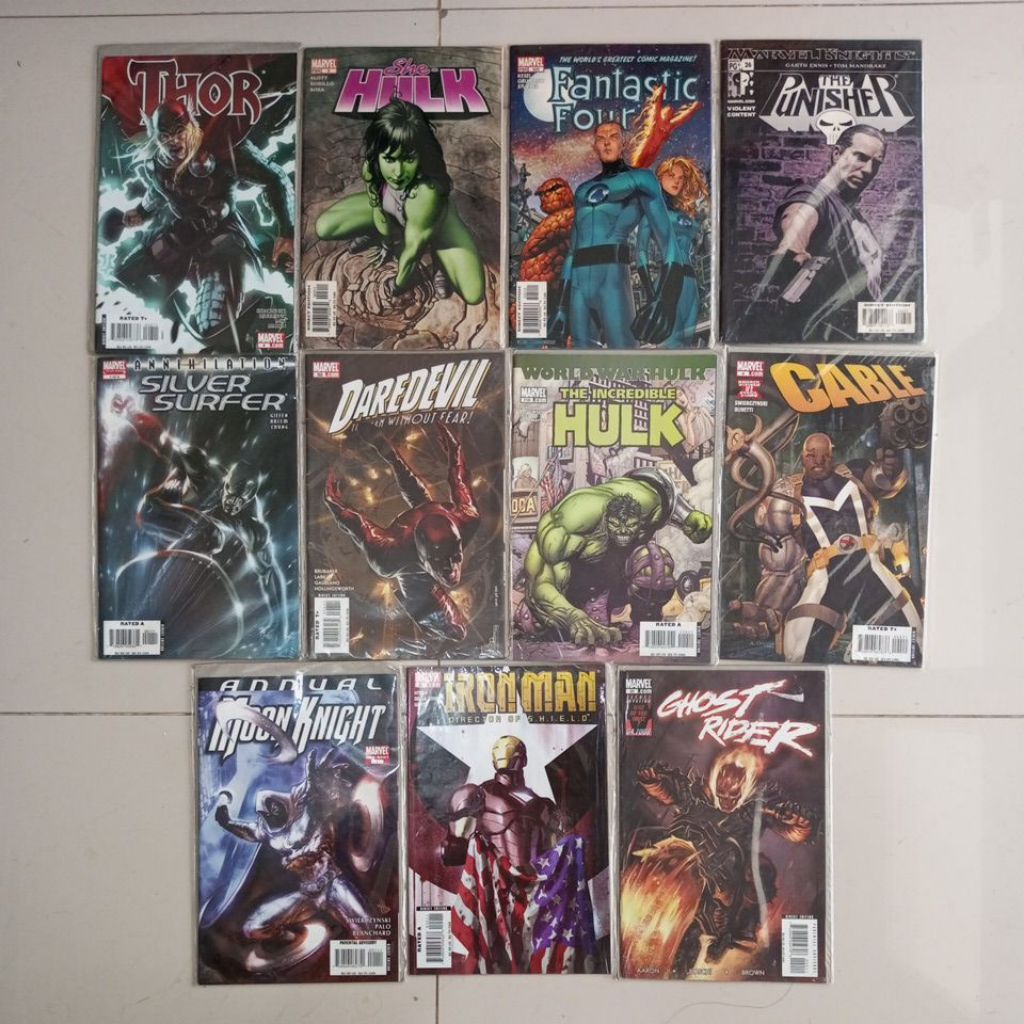 KOMIK MARVEL THE PUNISHER THOR FANTASTIC FOUR CABLE HULK GHOST RIDER MOON KNIGHT IRON MAN SILVER SUR