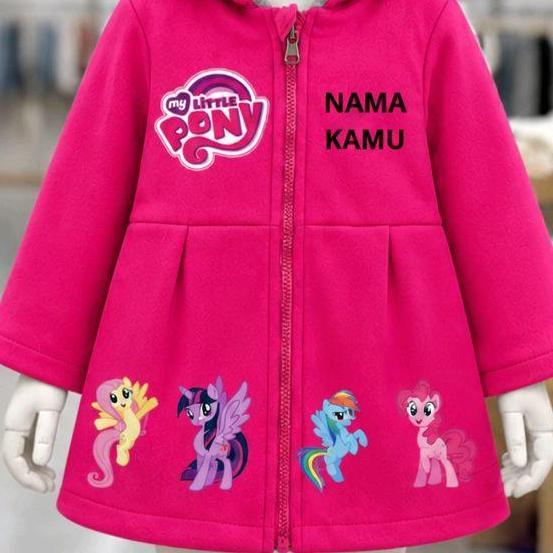 UNICORN Jaket Anak Perempuan Fleece Lambut dengan Gambar Sublimasi DTF Kuda Pony dan Gratis Sablon N