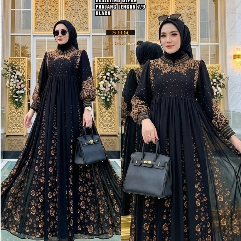 “ BY SHR NEW “ READYY MAXI DRESS DEWI FORTUNA CERUTY BORDIR BY SHR ORI IMPORT// GAMIS CERUTY // GAMI