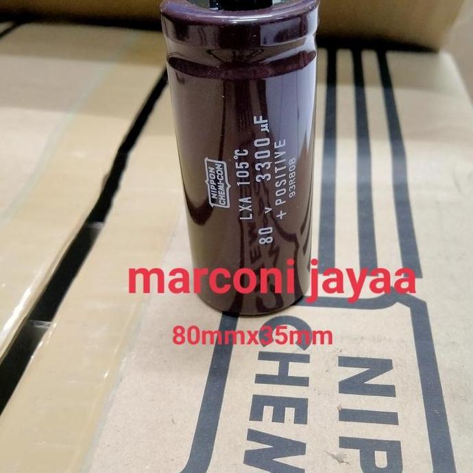 KAPASITOR ELCO 3300UF 80V NIPPON CHEMI-CON 80MMX35MM DISKON