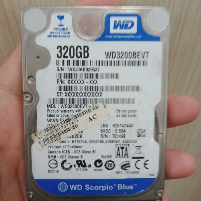 Jual HDD Laptop 320GB WD Blue  Second Normal LANCAR JAYAe