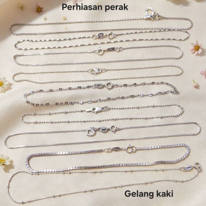 GELANG KAKI WANITA/PERAK ASLI 925 LAPIS MAS ASLI