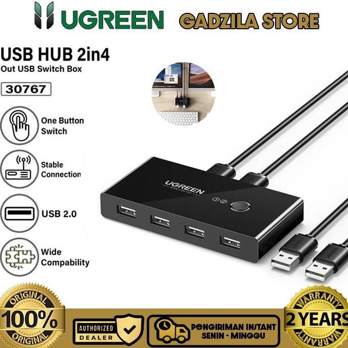 UGREEN Adapter HUB Pc 2 In 4 Port USB 2.0 & 3.0 Sharing Switch Selector For Komputer Laptop PC Keybo