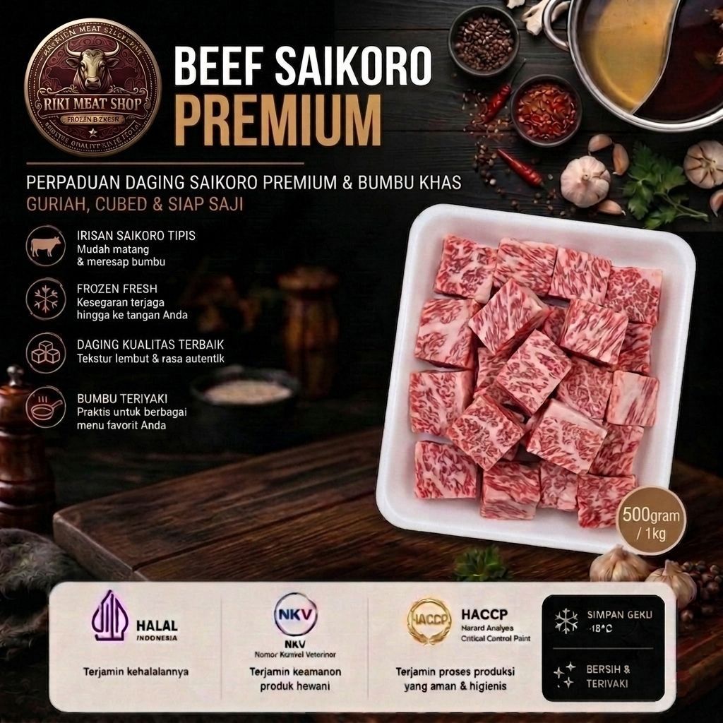 Beef Metique Saikoro cubes premium Halal premium