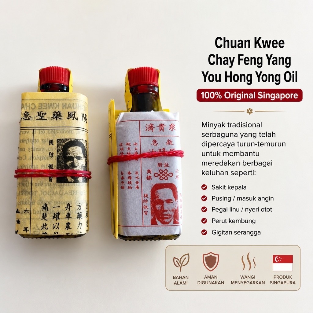 Chuan Kwee Chay - Feng Yang You - Hong Yong Oil 100% Original Singapore