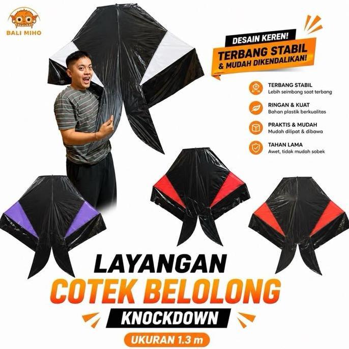 Layangan Cotek Belolong Knockdown 1.2 meter - Layangan Ikan Knockdown - Layangan Bali - Layangqn Beb