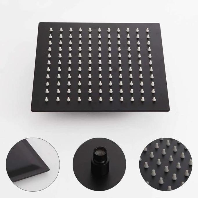 wall shower mandi set tanam tembok kotak slim minimalis 10 inch 12 inci / kepala shower mandi stainl