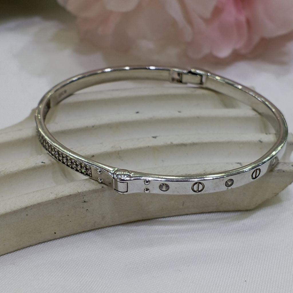 Laris Jaya gelang emas putih bangle mdl listring var bulat