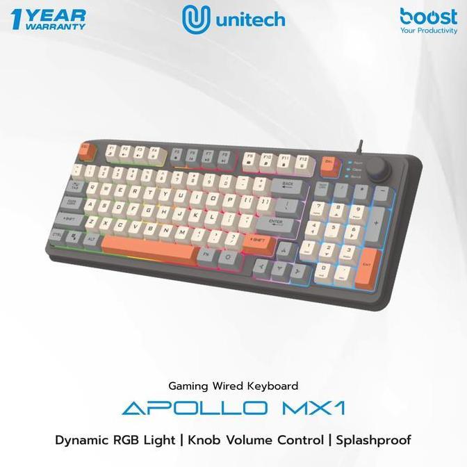 Keyboard Gaming Membrane RGB Unitech Apollo MX1 Wired Keyboard Rainbow Backlight