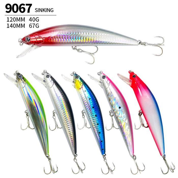 Umpan Pancing Minnow Sinking 12cm/40gr 14cm/67gr Minnow Casting Popping Lure - Col. A, 12cm / 40gr