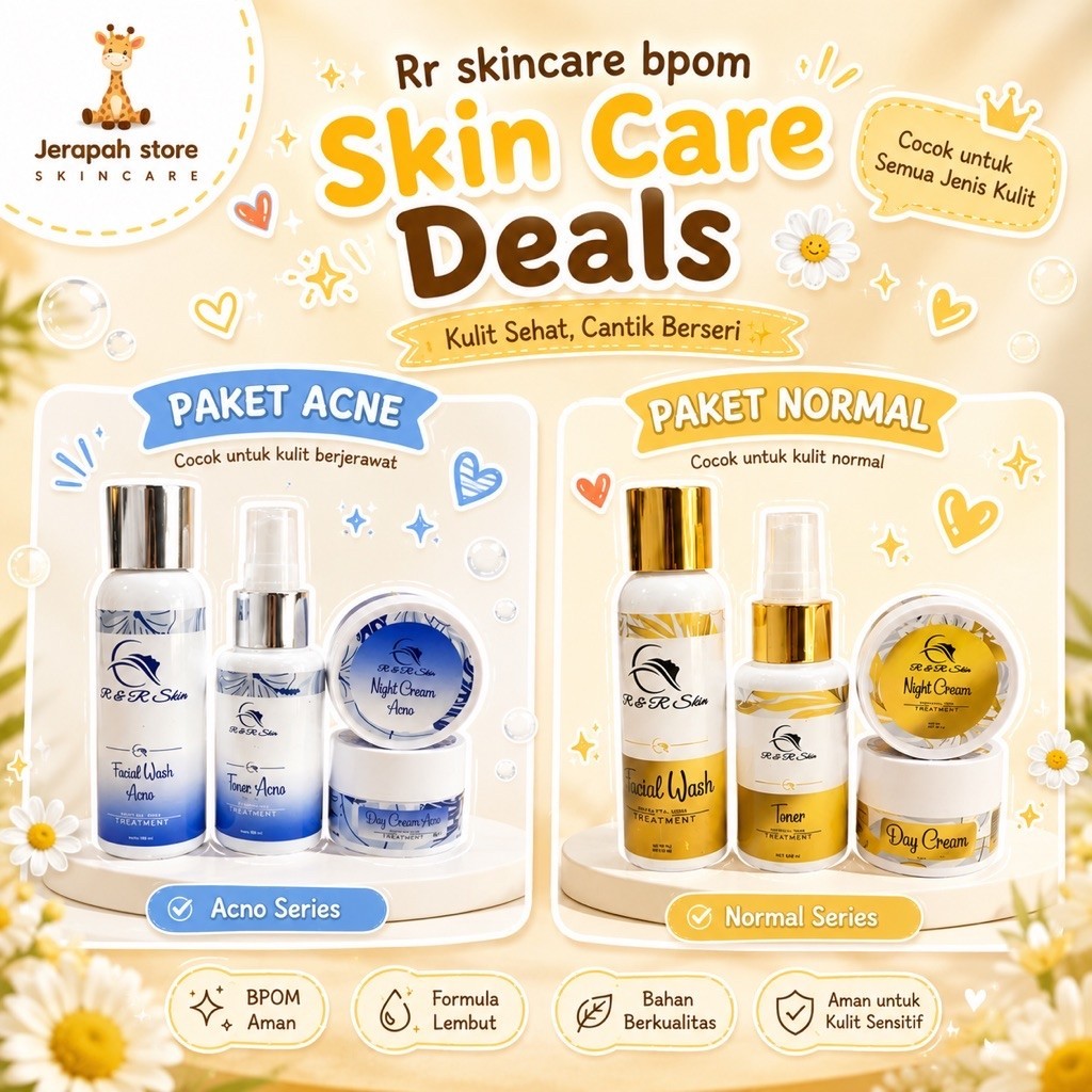 RR Skin Skincare Normal & Acne Paket Skincare Wajah Original